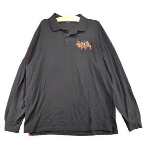 Polo Ralph Lauren Men's Classic Fit Triple Pony Polo Shirt XL Long Sleeve Black